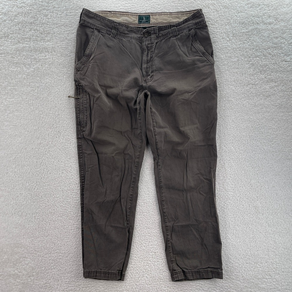 GH Bass Co Pants Mens 38x32 Brown Canvas Straight Workwear Outdoor Hiking Gorp